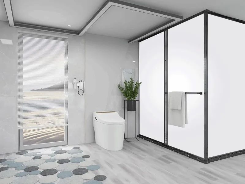 Ensuite with the switchable glass clear