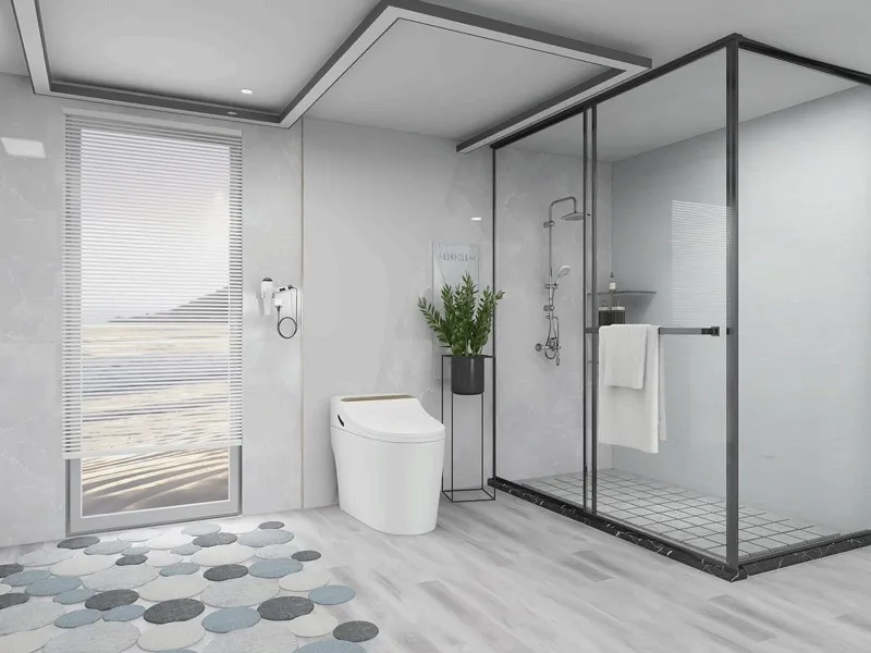Bathroom with the glass frosted