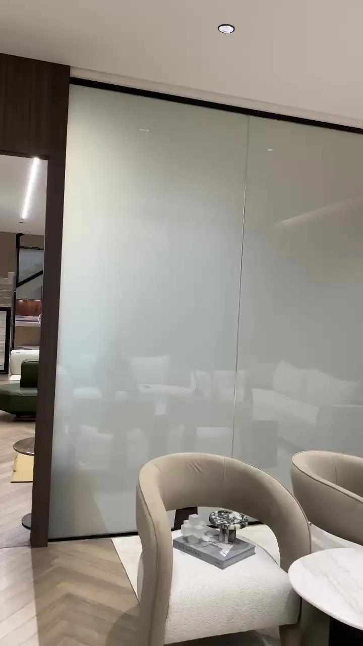 Smart film fitted to an office partition